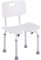 HOMCOM Sedia Doccia Regolabile su 8 Livelli con Fori di Drenaggio e Seduta a U, Sedia da Doccia in Alluminio e PE, 48x42x71-83.5 cm, Bianco e Argento