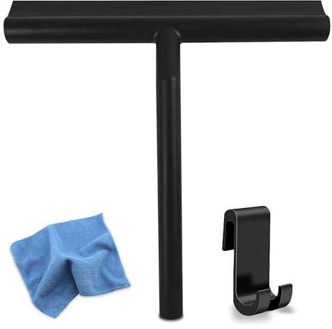 Limpia Cristales de Silicona – Rasqueta Limpiacristales para Mampara de Ducha, Ventanas y Espejos – Limpiador de Cristales sin Marcas con Gancho para Colgar – Ideal para Vidrios y Azulejos