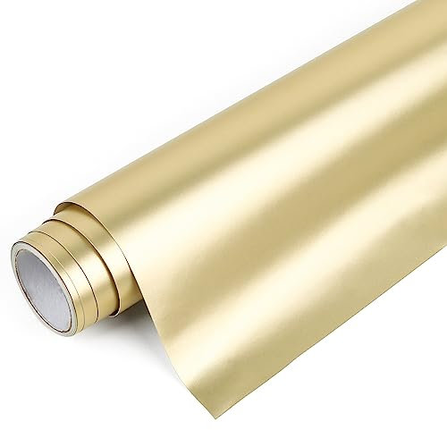 IModeur Matte Metallic Champagne Permanent Vinyl Roll - 30.5 x 214 cm Champagne Vinyl for Cricut, Self Adhesive Vinyl for Cup, Windows, Birthday Gifts, Party Ornaments, Home Decor