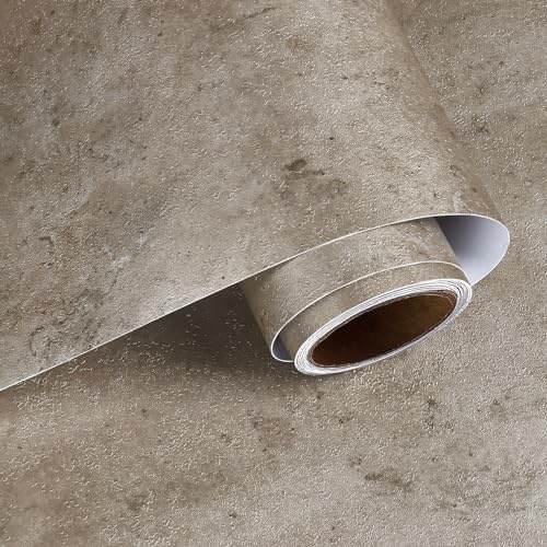 VaryPaper Tapete Selbstklebend Betonoptik Metallische Braune 40cmx800cm Möbelfolie Betonoptik Klebefolie Arbeitsplatte Küche Tapete Industrial Style Badezimmer Wasserfest Wohnzimmer Schrankfolie