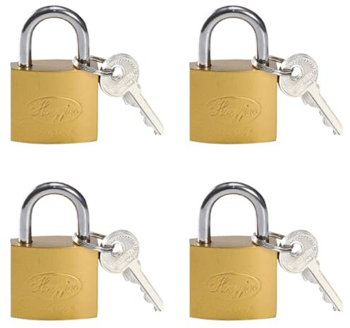 CATOR 4 Piezas 32mm Candado llave de arco largo, Candado seguridad con 8 llaves, Portátil Candado Taquilla Gimnasio, Para exterior e interior, armarios, Candados Bicicletas, Puertas y Ventanas