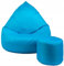 Slevobox Sitzsack mit Hocker Blau 112x82x82 cm - XXL Sitzsack Erwachsene mit Füllung - Schlafzimmer und Wohnzimmer Möbel - Indoor Sitzsäcke Wasserdicht - Lounge Sessel - Bean Bag