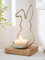 Dekoleidenschaft Teelichthalter Hase aus Mango Holz & Aluminiumguss im Antik Design, 21 cm hoch, Osterdeko, Kerzenhalter