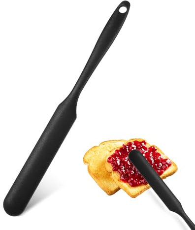 simarro Baking Scraper Silicone Jar Shovel Heat Resistant Kitchen Long Handle Scraper, Scraper Jar Shovel Cake Cream Butter Scraper Mixing Scraper, for Scraping Icing Sugar, Bread Cream, Jam (Black)