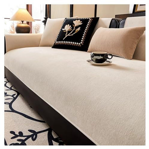 Couch Überzug Weiche Chenille für Ecksofa: Weiche Sofa Überzug für 1 2 3 4 Sitzer Sofabezug Anti Rutsch Sofa Schutzhülle für L Form U Form Sektionssofa Hund Katze Sofaschoner(Beige 2,70*120cm)