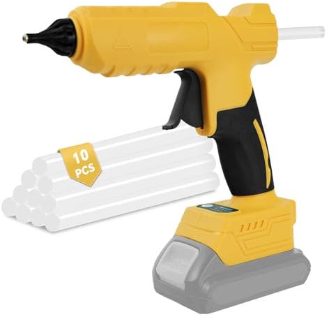 Cordless Hot Glue Gun for dewalt 20V Battery, 2-3Min Quick Preheat Hot Melt Glue Gun with10 Pcs Glue Sticks(11mm) for Arts&Crafts & DIY & Repairs(No Battery)