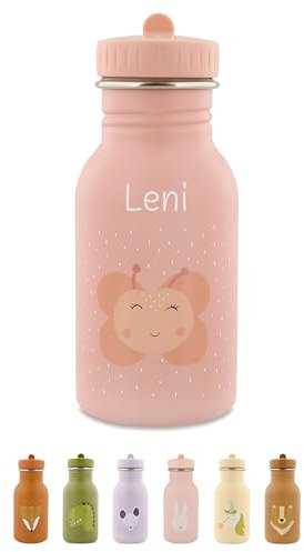wunderwunsch Trinkflasche personalisiert für Kinder, Flasche personalisiert, Babyflasche, Kinder Flasche, Trixie Trinkflaschen mit individuellem Namen (Schmetterling, 350ml)