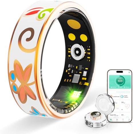 HPLSZCN Smart Ring Women, Size First - Fitness Tracker - Sleep Tracking Wearable - Heart Rate, IP68 Waterproof Smart Rings for Android & iOS (9# 18.9mm)