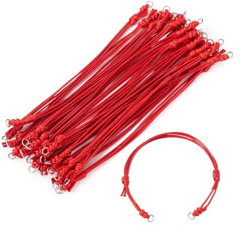 Sparkeads 20 pezzi braccialetti intrecciati non rifiniti da 23,5 cm, cordino per braccialetti regolabile in poliestere cerato per braccialetti dell'amicizia, creazione di gioielli fai da te, rosso