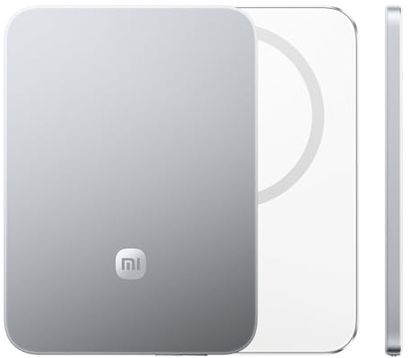 Xiaomi Ultrafin Power Bank 5000mAh, 15W Magsafe, Argent Glacier | Batterie externe MagSafe ultrafine ~110g avec charge sans fil rapide 15W. 5000mAh — autorisée en avion, se fixe, sans câble.