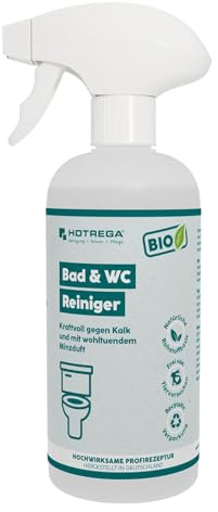 HOTREGA BIO Bad- und WC-Reiniger Sanitärreiniger, Toiletten Reiniger, Kalklöser, Rostentferner, Urinsteinlöser, Bioreiniger 500ml