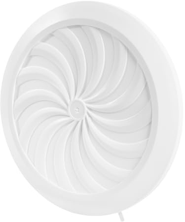 Repa Market Rejilla de ventilación redonda de 100 a 150 mm – Plástico blanco Diámetro ajustable, flujo de aire con protección contra insectos – Rejilla de ventilación, cubierta para tubo de