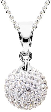 Löb 925 Silber Kette Zirkonia Glitzer Steine Perle Anhänger Perlenkette Damen Halskette Perlenanhänger Strass Kugel Brautschmuck Tropfen 10mm