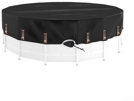Bâche solaire pour bassin rond et petites piscines, tissu Oxford résistant aux déchirures et cordon de serrage coupe-vent pour une meilleure stabilité (4,6 m)