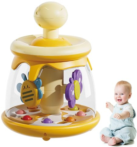 Suction Spinner Toys - Rotating Press and Spin Kids Toy, Early Learning Engaging Rotating Carousels with Suction Cup Base, Educational Dome Tumble, High Chair Toy for Boys and Girls