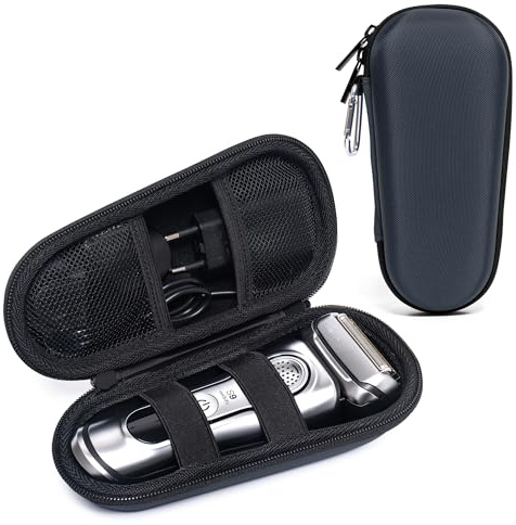 Travel Case for Braun Series 3/5/6/7/8/9 Electric Shaver, Hard EVA Storage Bag with Double Straps, Portable Protective Organizer for Men's Electric Shaver, Charger and Accessories, Navy Blue