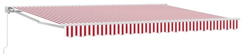 vidaXL Manuell einziehbare Markise Rot und Weiß 5 x 3,5 m, Garten und Terrasse, rechteckige, Moderne, ausziehbare Markise, Perfekter Sonnenschutz, platzsparend, Polyesterstoff