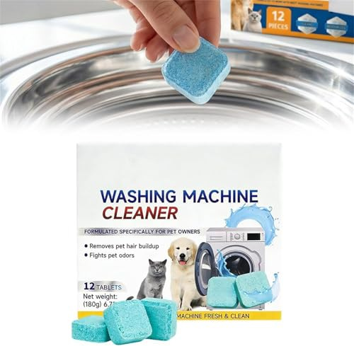 Washing Machine Cleaner Tablets for Pet Owners, 2026 Upgraded Washer Deep Cleaner, Deep Clean Washer Tub to Remove Residue Dirt Grime,Compatible with HE Top Load Front Load Washing Machines (1Box)