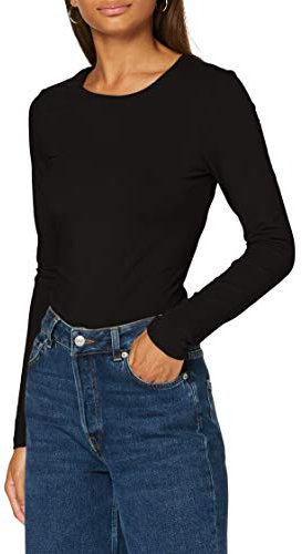 PIECES Women's Pcsirene Ls Tee Noos Long Sleeve Top, Black (Black Black), 36 (Manufacturer Size: Small)