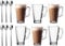 Lettuce eat ® Set of 6 Latte Glasses Tea Coffee Cappuccino Glass Cups HOT Drink Mugs (Fits Tassimo & Dolce Gusto) Free Spoons