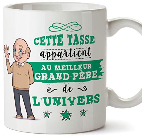 Mugffins Papi Tasse/Mug - Cette Tasse Appartient au Meilleur Grand-Père de l'univers - Tasse Originale/Idee Fête des Pères/Cadeau Anniversaire/Future Papi. Céramique 350 ML