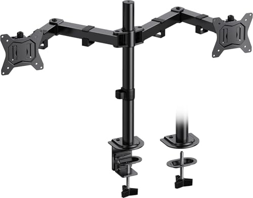HUANUO Dual Monitor Stand Mount, Fully Adjustable LCD Monitor Desk Mount Fits 13 to 27 Computer Screens, VESA 75 100, Each Arm Holds up to 17.6lbs