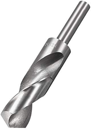 sourcing map Foret Hélicoïdal Mèche 26 mm à Queue Réduite Tige en Acier Haute Vitesse HSS 4241 avec Tige Droite de 1/2 pouce Argent