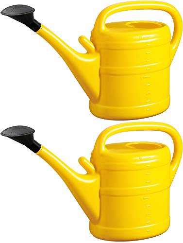 2X Gießkanne 10L GELB + 1x BILDMAGNET! Blumenkanne Kunststoff für groß & klein, Garten & Zimmerpflanzen Gießkannen Gieskanne Gieskannen Giesskanne 10 L Liter Watering Can Gieskannen10Liter