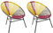 Beliani Gartenstuhl mexikanischer Stuhl rot gelb beige 2er Set Rattanstuhl Acapulco