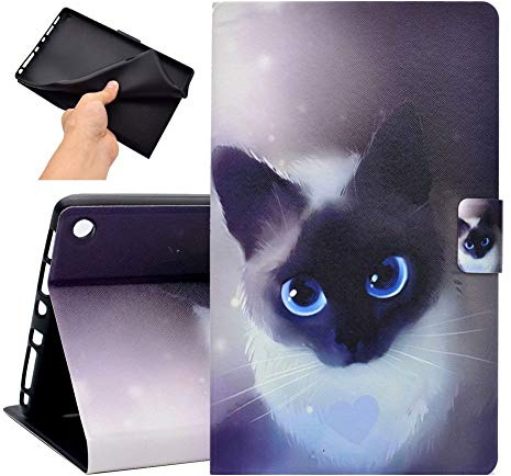 Coque légère pour Fire HD 8 (Tablette 8 Pouces, 6ème/7ème et 8ème générations, 2016/2017 et 2018), Etui à Rabat avec Ultra-Mince et léger en Polycarbonate pour All-New Amazon Fire HD 8(Chat)