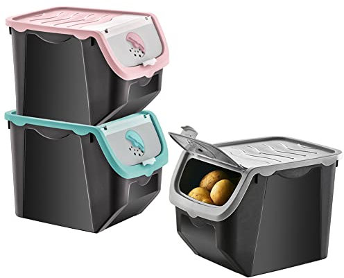 ORION GROUP Container storage container for vegetables, storage potatoes, fruit, onions, potatoes, potato pot, onion pot, kitchen organisation, storage boxes | 12 L (set)