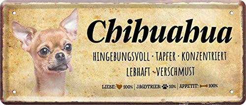 N / A Chihuahua Hund Steckbrief Dog 28 x 12 cm Deko Spruch Blechschild Blech 1356
