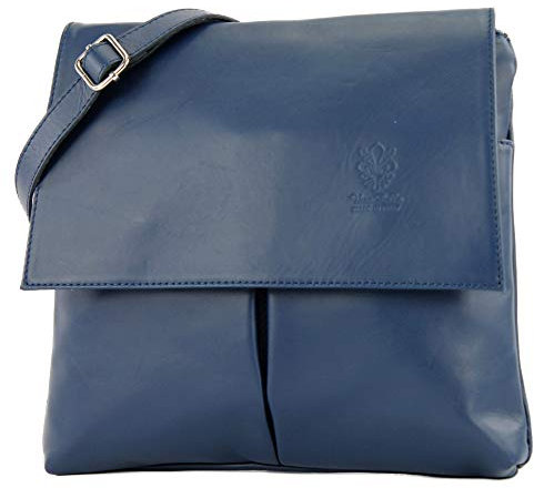 modamoda de T63 Damen Nappaleder Umhängetasche Schultertasche handmade in Italy, Farbe:Saphirblau