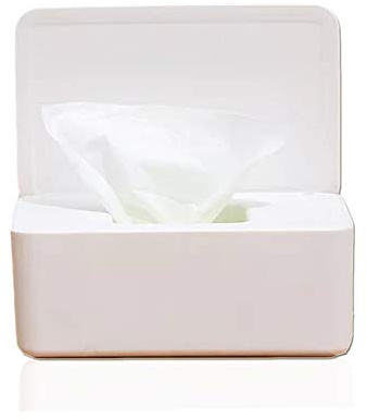 TRAMILY Tissue Storage Box Case, Enlarged Capacity Wet Wipes Dispenser Holder, Facial Tissue Dispenser Box with Lid Sealed Rectangular for Home Office, Bathroom Kitchen Bedroom-White