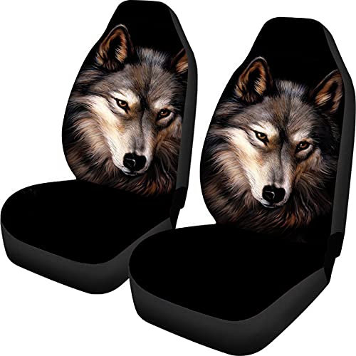 Showudesigns Wolf Autositzbezüge Vordersitze nur Universal Sitzbezug für Autos Komplettset Auto-Innendekoration für Männer Jungen LKW SUV oder Van Protektoren