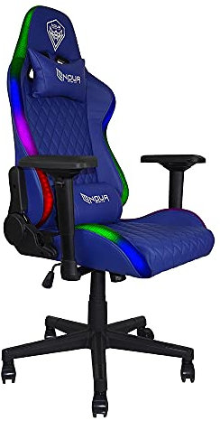 Noua Mao M9 RGB Sedia Gaming PC da Ufficio Gioco Computer Poltrona Girevole con Rotelle, Braccioli 4D, Schienale & Altezza Regolabile, Supporto Lombare e Poggiatesta, Capacità Carico di 150 Kg, Blu