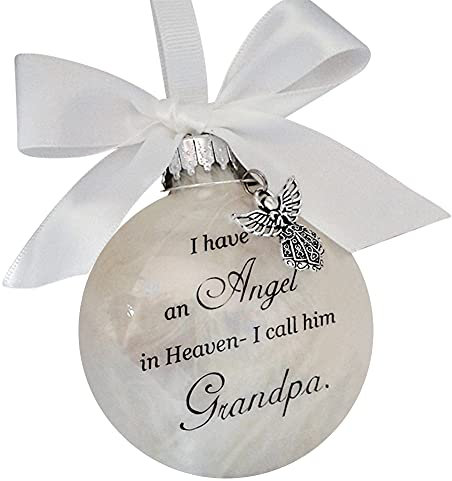 Uposao Transparenter Weihnachtsschmuck mit Federkugel,ein Stück meines Herzens ist in Heaven Runder Weihnachtskugeln Weihnachtsschmuck hängender Anhänger Gedenken an geliebte Menschen,Opa