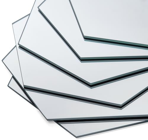 GOLD&CHROME UNIQUE DESIGN Kristall Spiegel - Hexagon Wandspiegel für Wohnzimmer - Badezimmerspiegel - 6 teiliger Sechseckig Spiegelset - 24cm x 21cm x 0,3cm - C-Kante