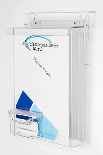 Acrylglastechnik Danier DIN A4 Prospektbox mit Visitenkartenbox
