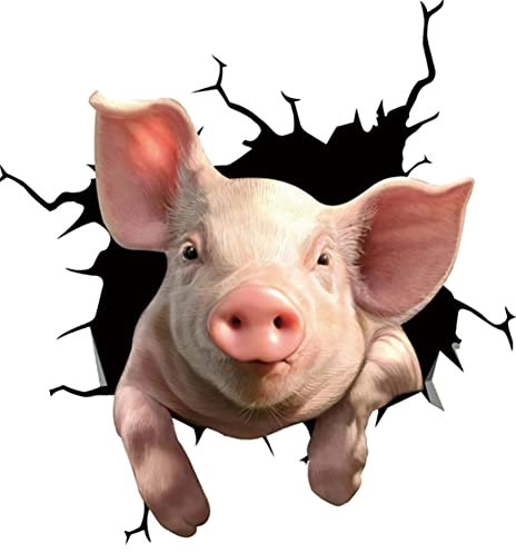 3D Lustiger Schweine Auto Aufkleber,Asudaro 4Pcs Wasserdicht Tier Schwein Wandaufkleber Schwein Auto Aufkleber Büro Aufkleber Wandtattoos Selbstklebende Autoaufkleber Fensteraufkleber,30x30 cm,Typ 3