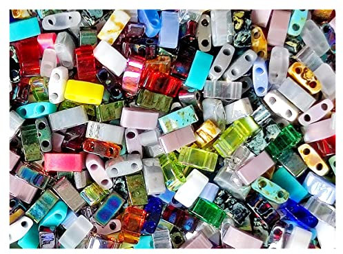 10 g Halb Tila Perlen 5x2.3x1.9 mm, 2-Loch, Mix, Japanische Glasperlen Miyuki (Half Tila Beads)
