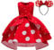 Lito Angels Minnie Red and White Polka Dot Fancy Dress Up Costume with Mouse Ears Hair Hoop for Kids Girls Birthday Christmas Party Outfits Age 2-3 Years