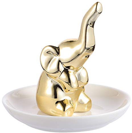 VOSAREA 1 Pc Plateau à Bijoux Porte-Bague Éléphant Plat De Support D'anneau Porte-bibelots Présentoir à Bijoux Support De Bague De Collier Anneaux d'or Sculpture Bureau Céramique