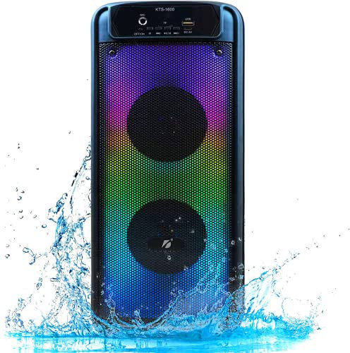 High Power Bass Portable Wireless Bluetooth Studio Dj Party Concert Speaker's - Colorful Liquid Motion Light Changing Rechargeable Waterproof Outdoor Loud Speaker (Ultra Dual 4'' Speaker)