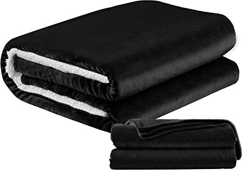 ecosa Kuscheldecke flauschig 150 x 200 cm | Fleecedecke | Tagesdecke | Sofadecke | Wohndecke | Überwurfdecke | Kuschel Decke | Warmhaltedecke | Kuscheldecke warm (150x200 cm Schwarz/Weiß)