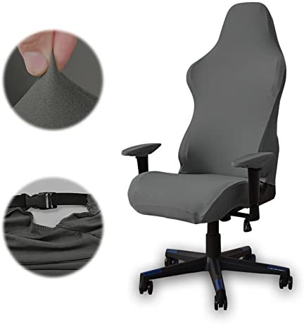Nizirioo Gaming Stuhl Bezug Bürostuhl Bezug Stuhlhussen Dunkelgrau Dehnbare Stuhlbezug Sitzbezug Stuhlhussen Bürostuhl Gaming für Computer-Spielstuhl, Racing-Stil, Bürostuhl(Dunkelgrau)