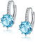 Creolen Silber 925 Ohrringe Hängend Mit Zirconia, Klein Rund für Damen Mädchen (Blau)