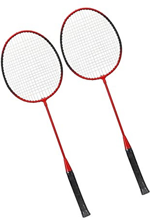 HEEPDD Badmintonschläger, Sport-Badmintonschläger aus Eisenlegierung, Leicht, Robust, Bequemer Griff mit Aufbewahrungstasche Zum Wandern (Rot)