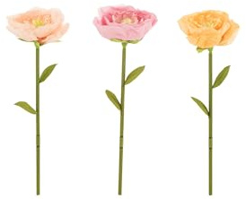 J-Line décoration Fleurs - Papier - Rose/pêche/Jaune - Small - 3 pièces