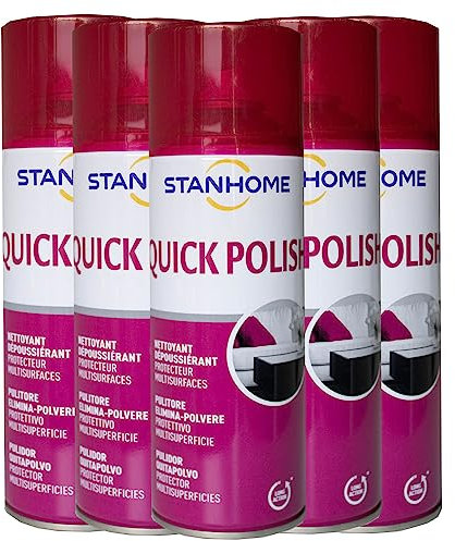 STANHOME Quick Polish Spray Limpiador de Polvo para Muebles Stanhome - Larga Duración, Efecto Anti-estático, Protección contra Marcas y Huellas, (5x400ml)